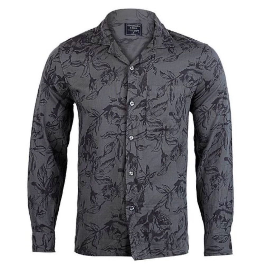 Abercrombie & Fitch long sleeve Charcoal Floral button down Men's Shirt
